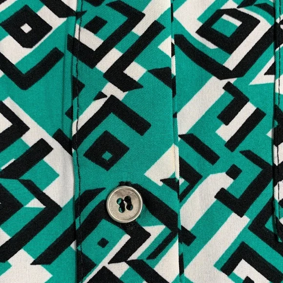 Sz L NY Collection Green and Black Geometric women’s Dress used 🌿 - Picture 5 of 9